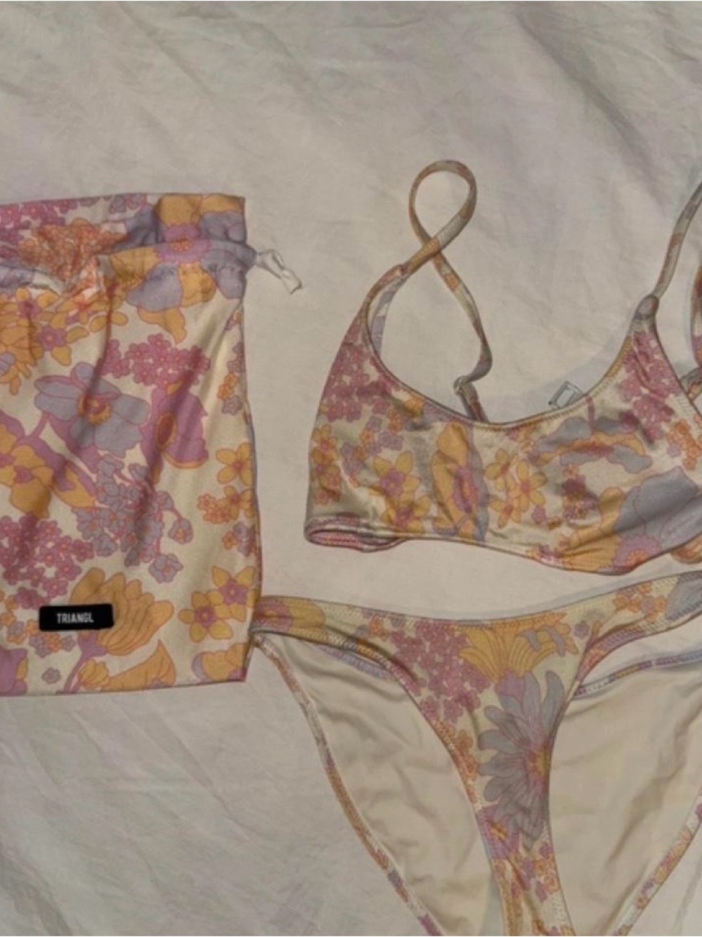 triangl swimwear Pastel Floral Bralette & Bikini Bottoms in Yellow and Lilac